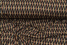 Viscose bedrukt retro motif zwart-roest