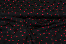 Satijn bedrukt dots zwart-rood