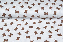 Katoenen Tricot bedrukt mini bears ecru - off-white