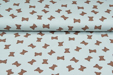 Katoenen Tricot bedrukt mini bears mint