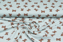 Katoenen Tricot bedrukt mini bears mint