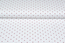 Katoenen Tricot bedrukt mini stars ecru - rood