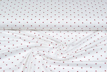 Katoenen Tricot bedrukt mini stars ecru - rood