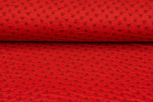 Gebreide stof dots rood-donkergrijs