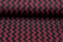 Gebreide stof zigzag bordeaux-zwart