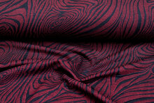 Gebreide stof retro stripes bordeaux-zwart