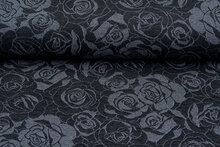 Gebreide Jacquard stof roses donkergrijs-grijs