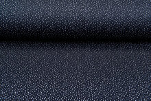 Gebreide stof little dots donkerblauw-lichtgrijs
