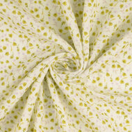 Katoenen mousseline bedrukt little flower lime-ecru