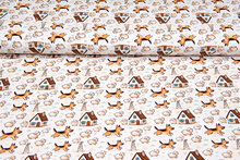 Katoenen Tricot digitaal bedrukt little dogs with sheep