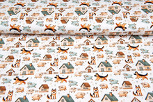 Katoenen Tricot digitaal bedrukt farm dogs with sheep