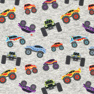 Alpenfleece bedrukt monster machines grijs