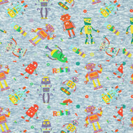 Alpenfleece bedrukt funny robots jeansblauw