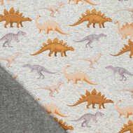 Alpenfleece bedrukt dinos lichtgrijs