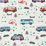 Alpenfleece bedrukt travel vans lichtgrijs