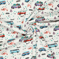 Alpenfleece bedrukt travel vans lichtgrijs