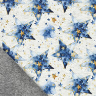 Alpenfleece bedrukt stars grijs-blauw