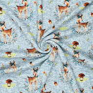 Alpenfleece bedrukt cute deer jeansblauw