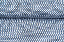 Katoenen Tricot embroidered retro metaalblauw-wit