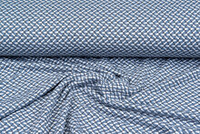 Katoenen Tricot embroidered retro metaalblauw-wit