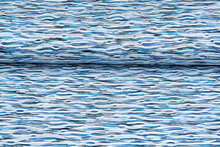 Katoenen Tricot embroidered retro stripes blauw-paars