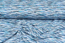 Katoenen Tricot embroidered retro stripes blauw-paars