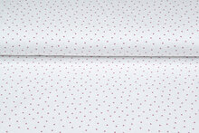 Katoenen Tricot bedrukt mini hearts ecru - oudroze