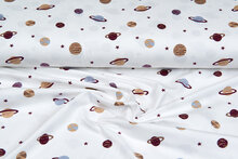 Katoenen Tricot bedrukt mini astro world ecru - bordeaux