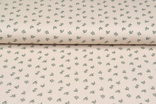 Katoenen Tricot bedrukt mini branches zand