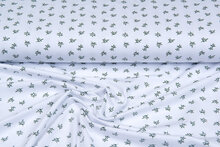 Katoenen Tricot bedrukt mini branches wit
