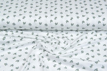Katoenen Tricot bedrukt mini branches ecru - off-white