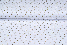 Katoenen Tricot bedrukt mini bee wit