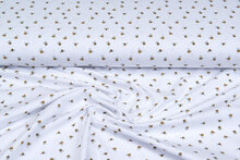 Katoenen Tricot bedrukt mini bee wit