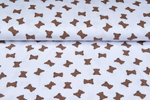 Katoenen Tricot bedrukt mini bears wit