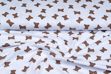 Katoenen Tricot bedrukt mini bears wit