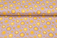 Katoenen Tricot bedrukt sunshine oudroze