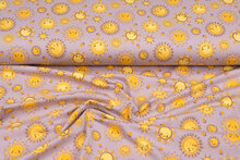 Katoenen Tricot bedrukt sunshine oudroze