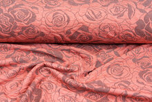 Gebreide Jacquard stof roses zalmroze