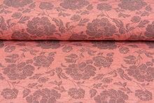 Gebreide Jacquard stof roses 1 zalmroze
