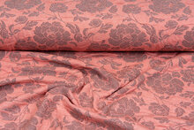 Gebreide Jacquard stof roses 1 zalmroze