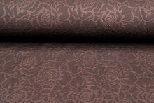Gebreide Jacquard stof roses bruin
