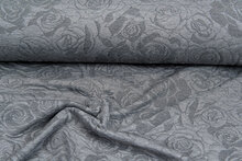 Gebreide Jacquard stof roses grijs