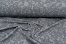 Gebreide Jacquard stof leaves grijs-lichtgrijs