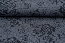 Gebreide Jacquard stof roses grijs-donkerblauw