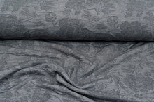 Gebreide Jacquard stof flower leaves grijs