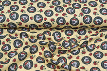 Licentie Katoen Poplin bedrukt Frida Kahlo geel