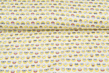 Lizenz Baumwoll Popeline Bedruckt Spongebob weiss-gelb