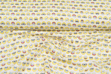 Lizenz Baumwoll Popeline Bedruckt Spongebob weiss-gelb