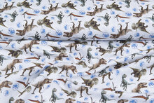 Lizenz Baumwoll Popeline Bedruckt Jurrassic World weiss