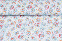 Lizenz Baumwoll Popeline Bedruckt Doraemon weiss-mint